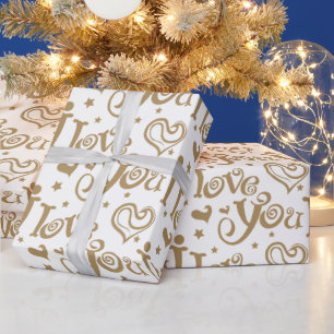 Gold Special Occasion I Love You Wrapping Paper