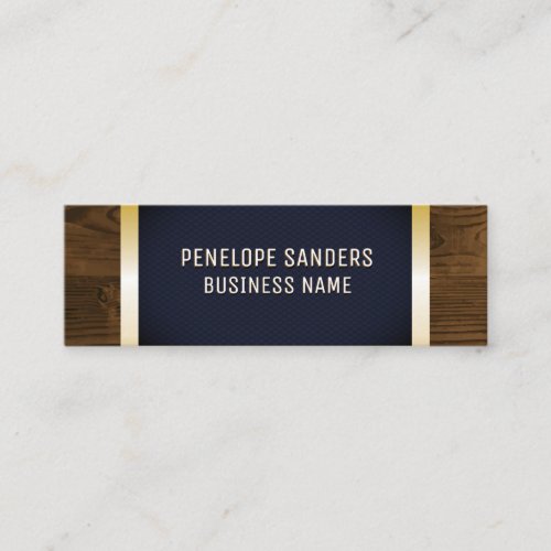 Gold Speckled  Dark Blue Gold Metal Wood Trim Mini Business Card