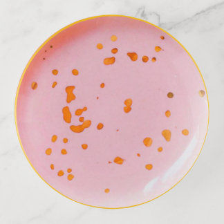 Gold Speckled Pink Drinet Dish Rounded shell