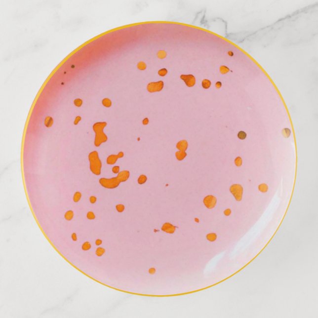 Gold Speckled Pink Drinet Dish Rounded shell (Front)