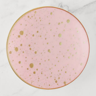 Gold Speckled Pink Drinking Dish Gold Frame