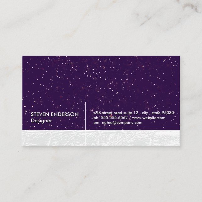 Gold Speckles | White Leather Business Card (Front)