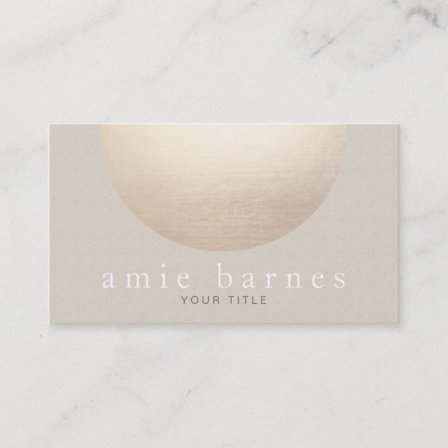 Gold Sphere Elegant Beige Textured Look Background Business Card (Front)