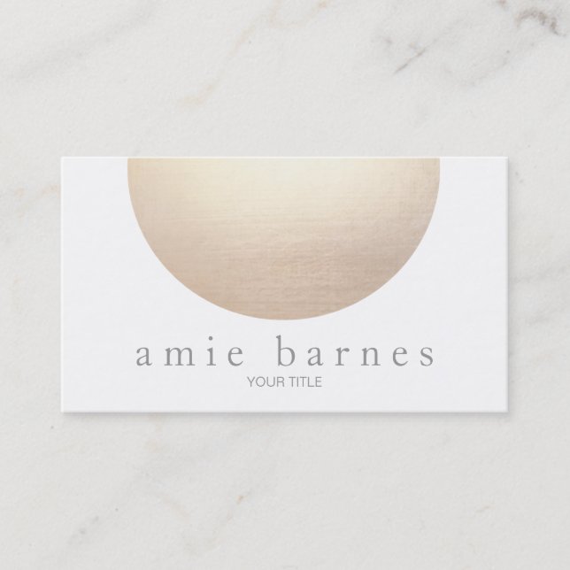 Gold Sphere Elegant White Minimalist Business Card (Front)