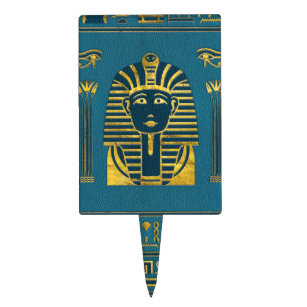 Gold Sphinx head with Egyptian hieroglyphs Cake Topper