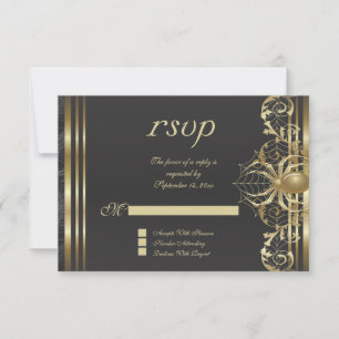 Gold Spider on Black RSVP Invitation