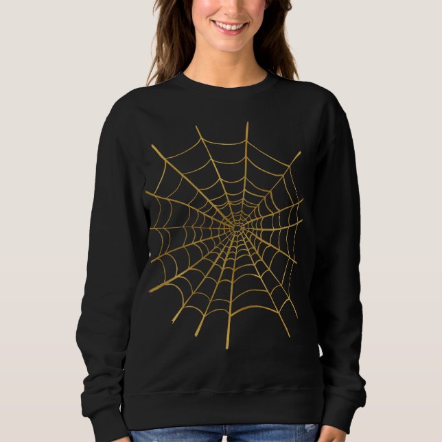 Gold Spider Web Halloween Sweatshirt (Front)