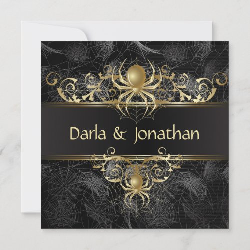 Gold Spider Web Swirls Save The Date