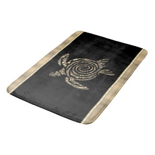 Gold Spiral Tribal Turtle Bath Mat