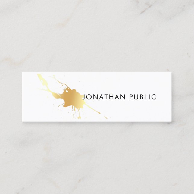 Gold Splash Modern Elegant Template Professional Mini Business Card (Front)