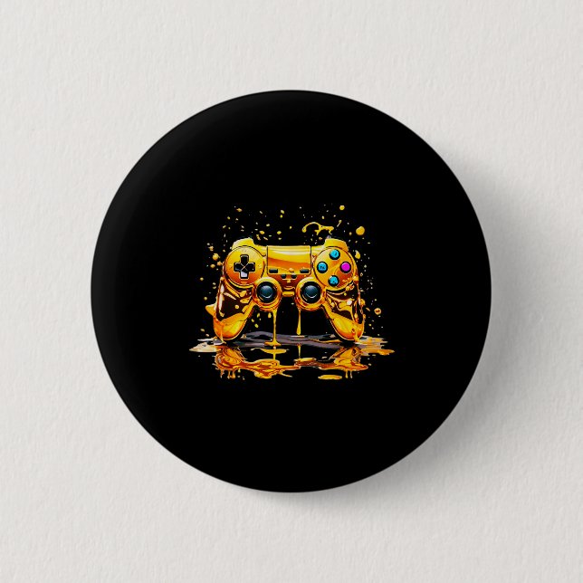 Gold Splash Video Game Controller Golden Gamer Gam Button (Front)