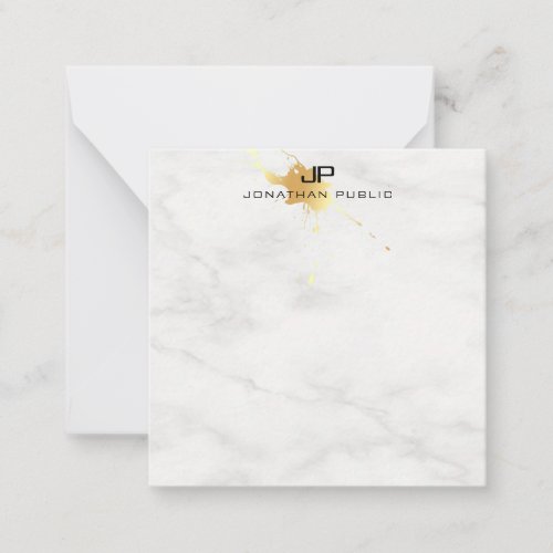 Gold Splash White Marble Monogram Template Elegant