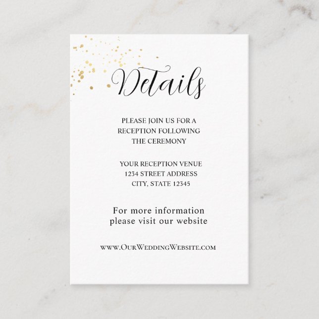 Gold Splashes Minimal Design Wedding Enclosure Card (Front)