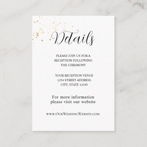 Gold Splashes Minimal Design Wedding Enclosure Card