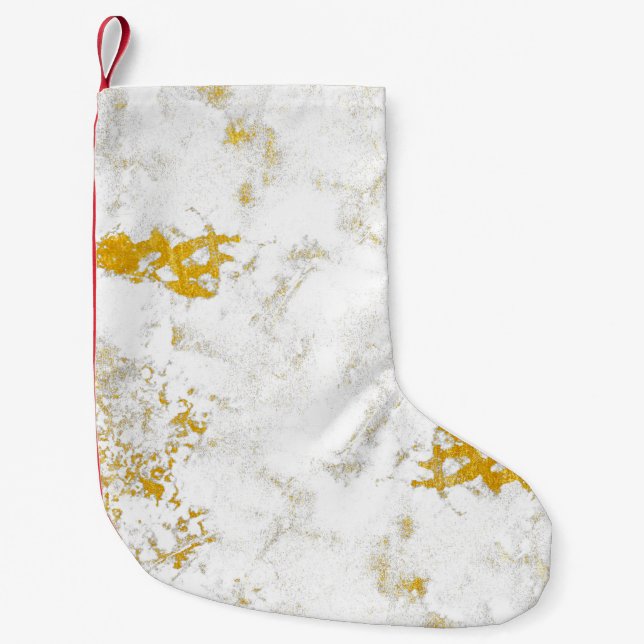 Gold splashes Texture. Brush stroke design element Small Christmas Stocking (Front)