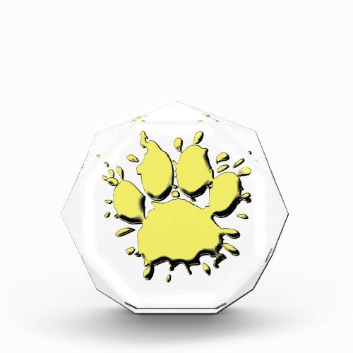 Gold Splatter Dog Paw Drawing Acrylic Award