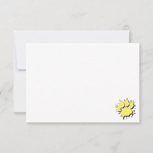 Gold Splatter Dog Paw Drawing Blank Note Card