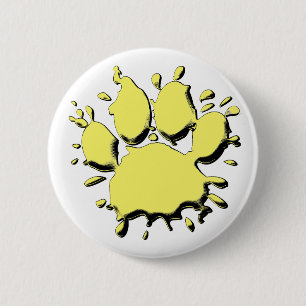 Gold Splatter Dog Paw Drawing Button