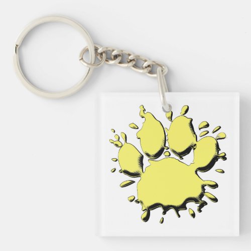 Gold Splatter Dog Paw Drawing Keychain