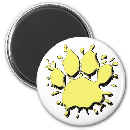 Gold Splatter Dog Paw Drawing Magnet