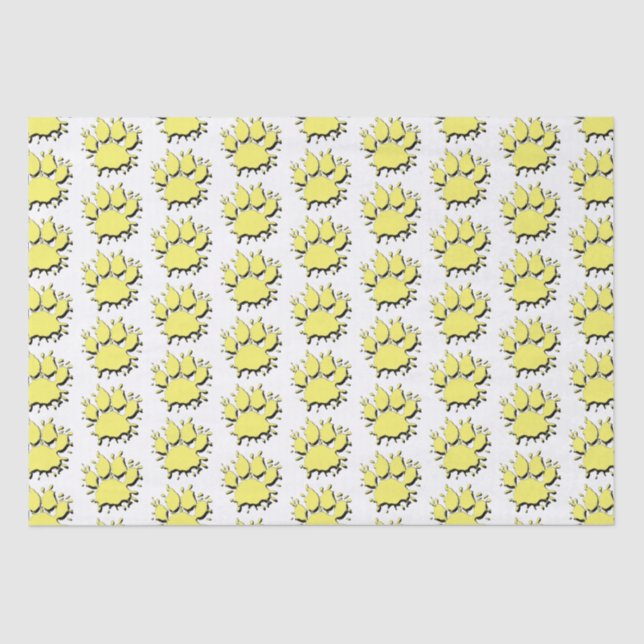 Gold Splatter Dog Paw Drawing Pattern Tissue Paper (Front)