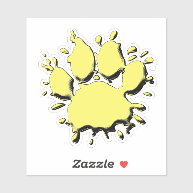 Gold Splatter Dog Paw Drawing Sticker (Sheet)