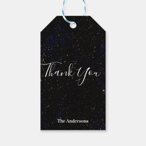 Gold Splatter Modern Chic Purple Blue Cosmic Favor Gift Tags