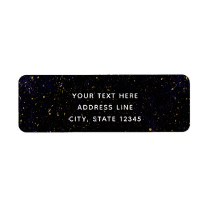 Gold Splatter Modern Chic Purple Blue Cosmic Label