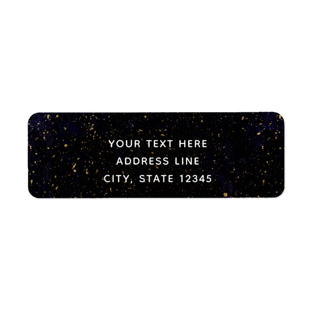 Gold Splatter Modern Chic Purple Blue Cosmic Label (Front)
