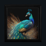 Gold Splatter Peacock Wooden Jewellery Box<br><div class="desc">Introducing the Gold Splatter Peacock Wooden Jewelry Box - a luxurious and elegant way to store your most treasured possessions. This beautiful keepsake box is crafted from lacquered wood in a variety of rich colors: Golden Oak, Red Mahogany, Emerald Green, and Ebony Black, allowing you to select the one that...</div>