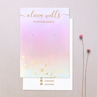 Gold Splatter Rainbow Watercolor Earring Display Business Card