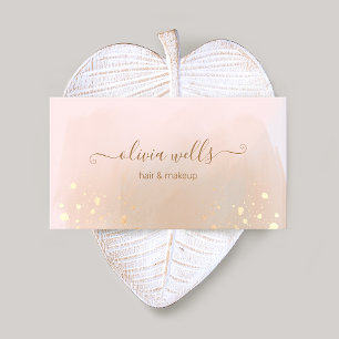 Gold Splatter Script Tan Abstract Watercolor Business Card