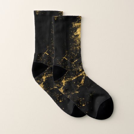 Gold Splattered Black Socks