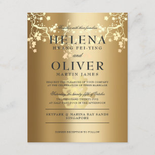 Gold Splendor Double Happiness Chinese Wedding Invitation