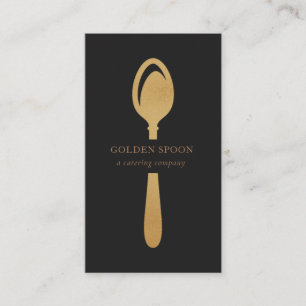 gold spoon elegant foil catering company business card