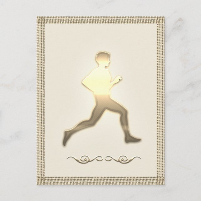 Gold Sport Athletics Marathon Jogger Hiker Postcard (Front)