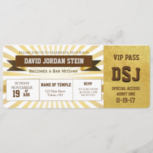 Gold Sports Theme Bar Mitzvah Design Invitation