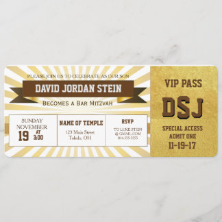 Gold Sports Theme Bar Mitzvah Design Invitation