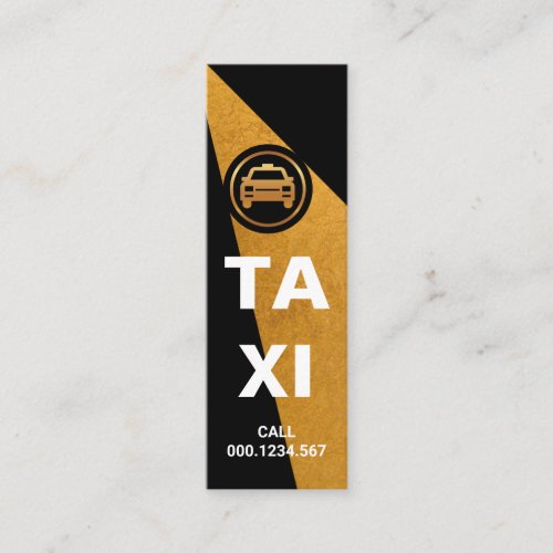 Gold Spotlight Minimalist Black Taxi Driver Mini Business Card