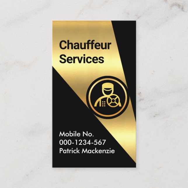 Gold Spotlight On Chauffeur Driver Business Card (Front)