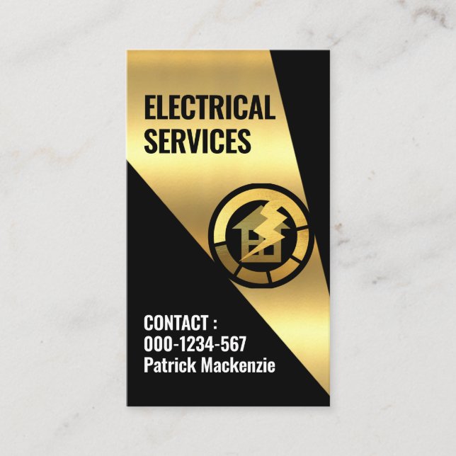 Gold Spotlight On Home Electrical Business Card (Front)