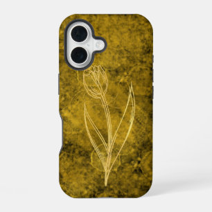 Gold Spots Glitter and Tulip Flower iPhone 16 Case