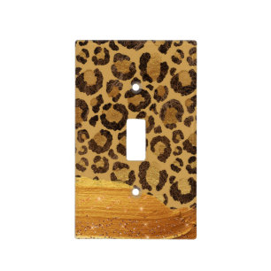 Gold Spots on Metal Glamour Cheetah Skin Light Switch Cover
