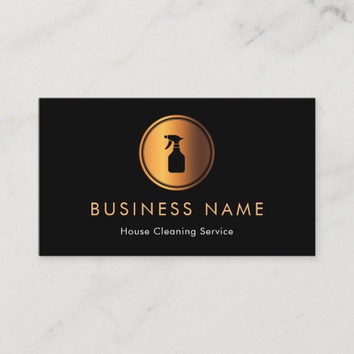 Gold Spray Bottle Logo Maid Housekeeping Cleaning Business Card