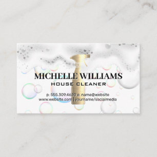 Gold Spray Bottle Soap Bubbles and Suds Business Card
