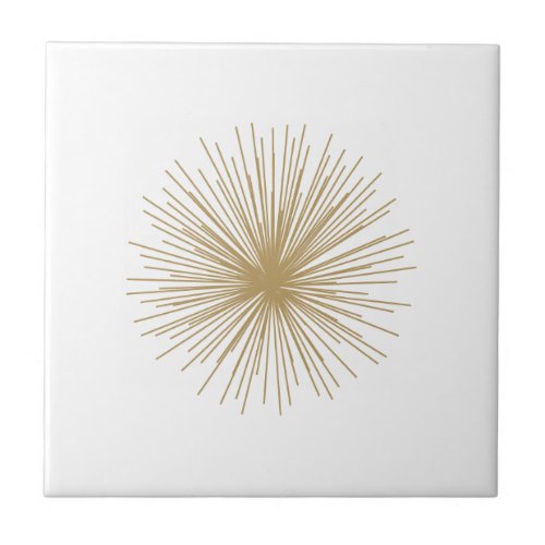 Gold Sputnik Starburst Ceramic Tile
