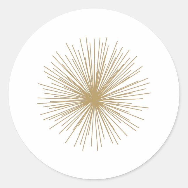 Gold Sputnik Starburst Classic Round Sticker (Front)