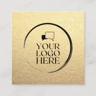 Gold Square add your logo custom chic metallic Business Card