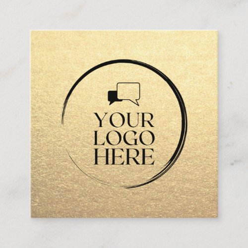 Gold Square add your logo custom chic metallic  Square Business Card
