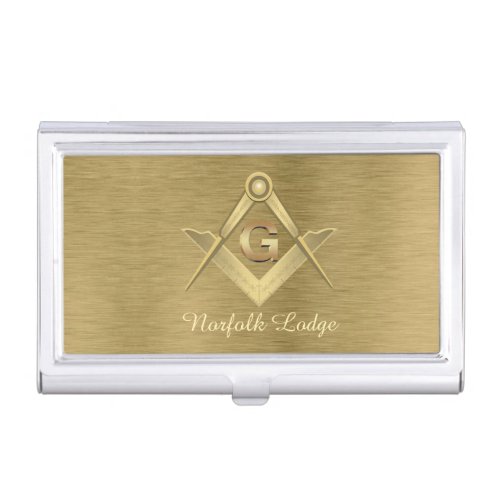 Gold Square and Compass Business Card Case